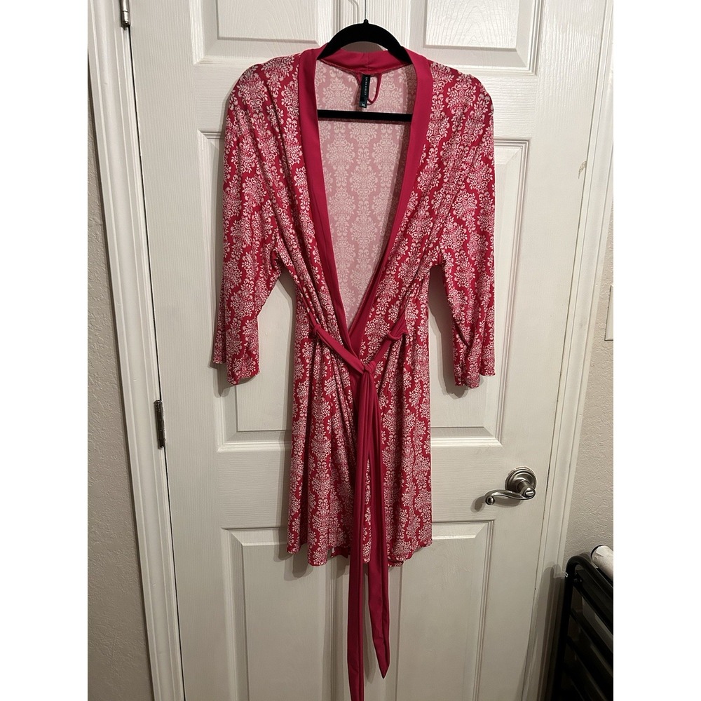 Laura Ashley XL Pink Floral Chinoiserie Robe Intimates Kimono Sleepwear Wrap - Picture 12 of 12